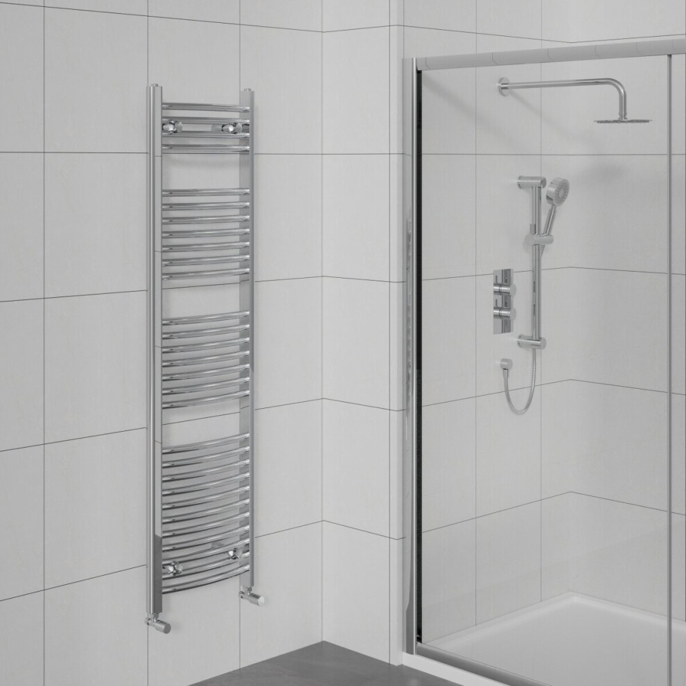 WarmeHaus Curved Bathroom Heated Towel Rail Warmer Radiator Central Heating Chrome - 1500x450mm