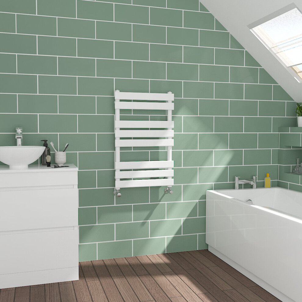 WarmeHaus Flat Panel White Towel Radiator Bathroom Heated Towel Rail 800x500mm