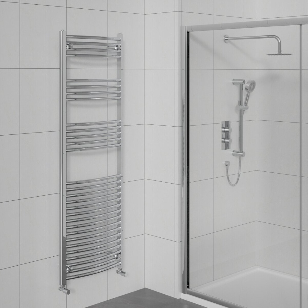 Warmehaus Curved Bathroom Heated Towel Rail Warmer Radiator Central Heating Chrome - 1600X600mm