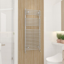 WarmeHaus Curved Heated Towel Rail Radiator Ladder for Bathroom Wall Mounted Chrome 1200x500mm