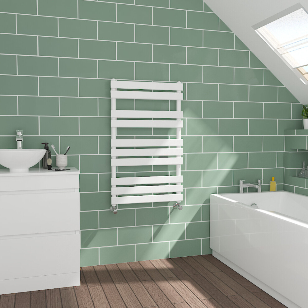 WarmeHaus Flat Panel White Towel Radiator Bathroom Heated Towel Rail 1000x600mm