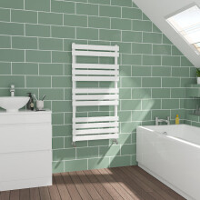 WarmeHaus Flat Panel White Towel Radiator Bathroom Heated Towel Rail 1200x600mm