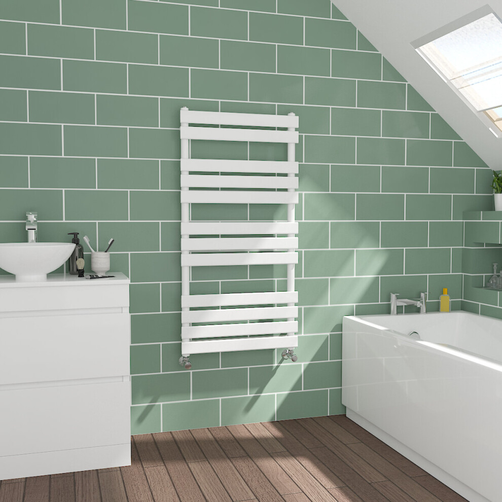 WarmeHaus Flat Panel White Towel Radiator Bathroom Heated Towel Rail 1200x600mm