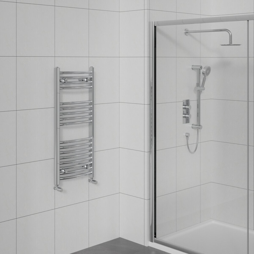 Warmehaus Curved Bathroom Heated Towel Rail Warmer Radiator Central Heating Chrome - 1000X500mm