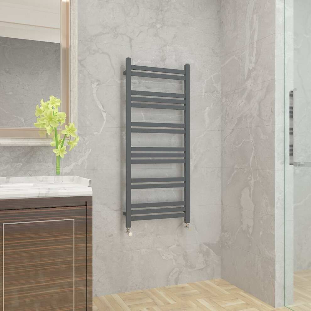 WarmeHaus Straight Heated Towel Rail Radiator Ladder for Bathroom Kitchen Central Heating Square Towel Warmer Grey 1200x500mm