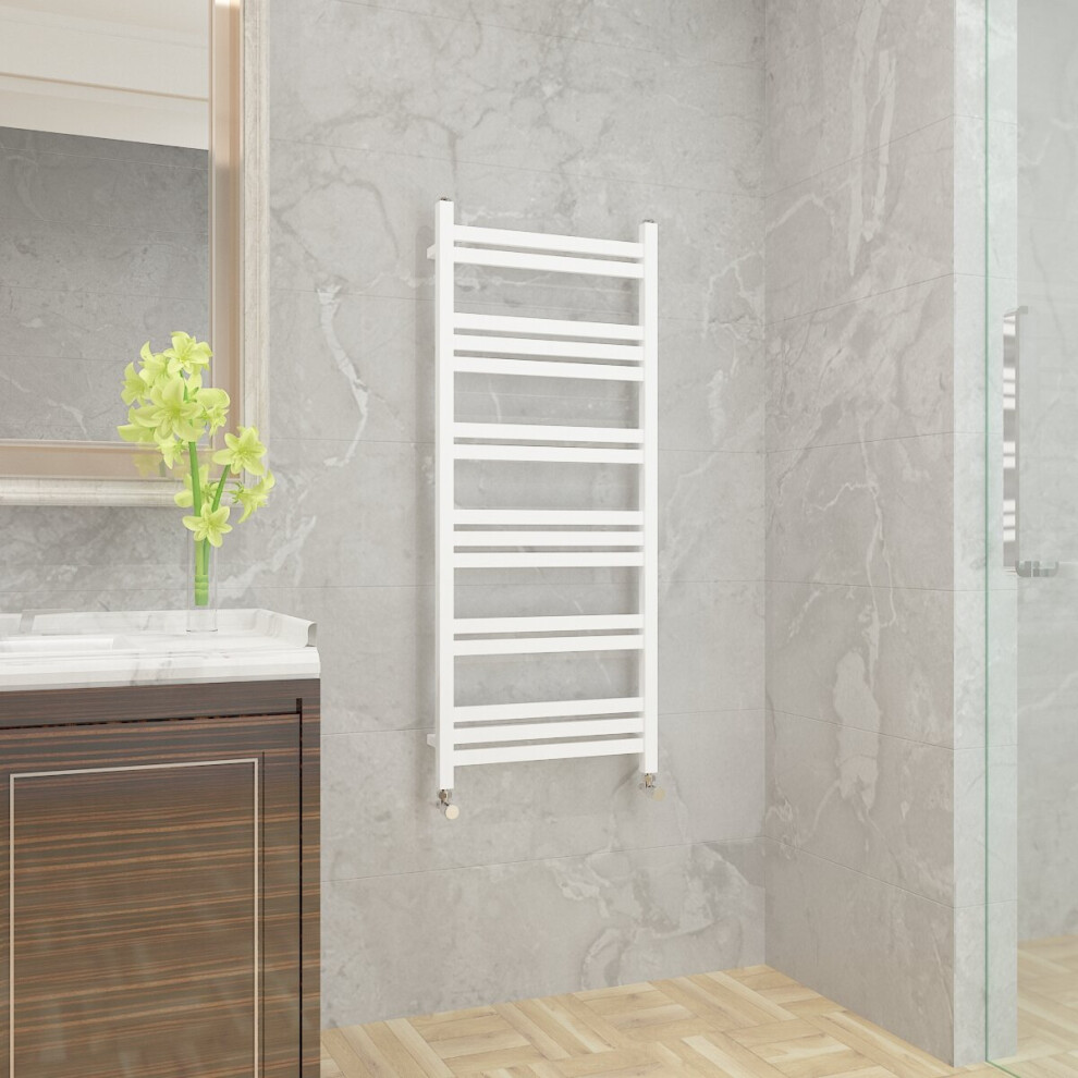 Warmehaus Straight Heated Towel Rail Radiator Ladder For Bathroom Kitchen Central Heating Square Towel Warmer 1200X500mm White