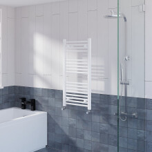 WarmeHaus Straight Heated Towel Rail Radiator Ladder for Bathroom Wall Mounted White 900x450mm