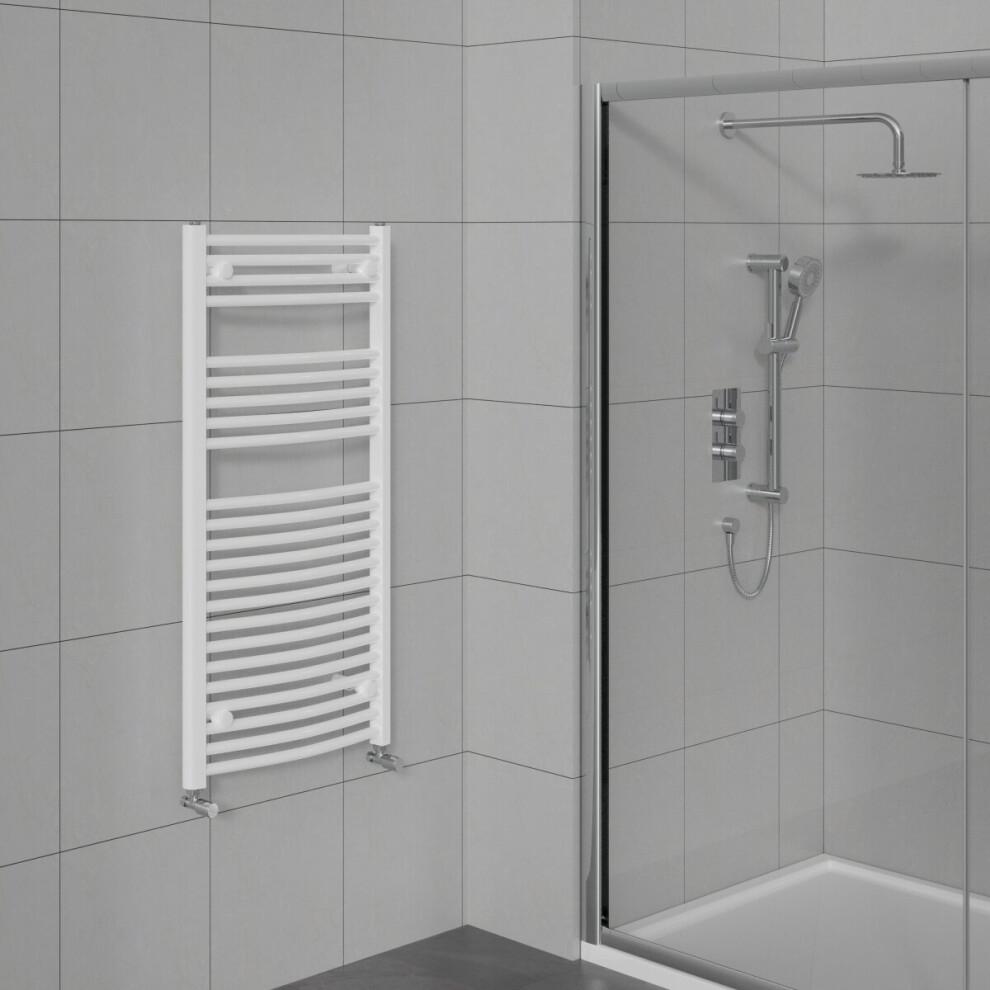 WarmeHaus Curved Bathroom Heated Towel Rail Warmer Radiator Central Heating White - 1100x600mm