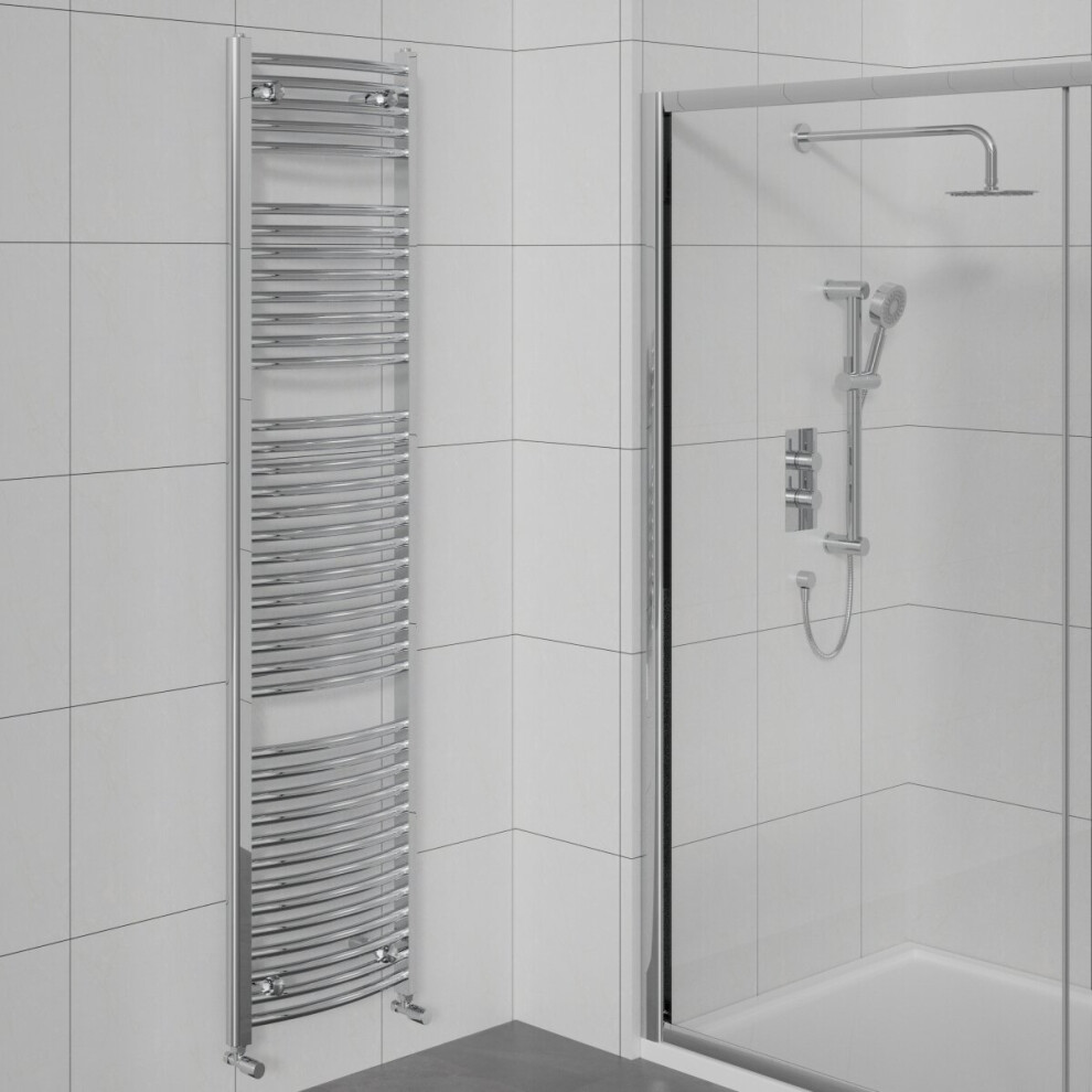 WarmeHaus Curved Bathroom Heated Towel Rail Warmer Radiator Central Heating Chrome - 1800x500mm