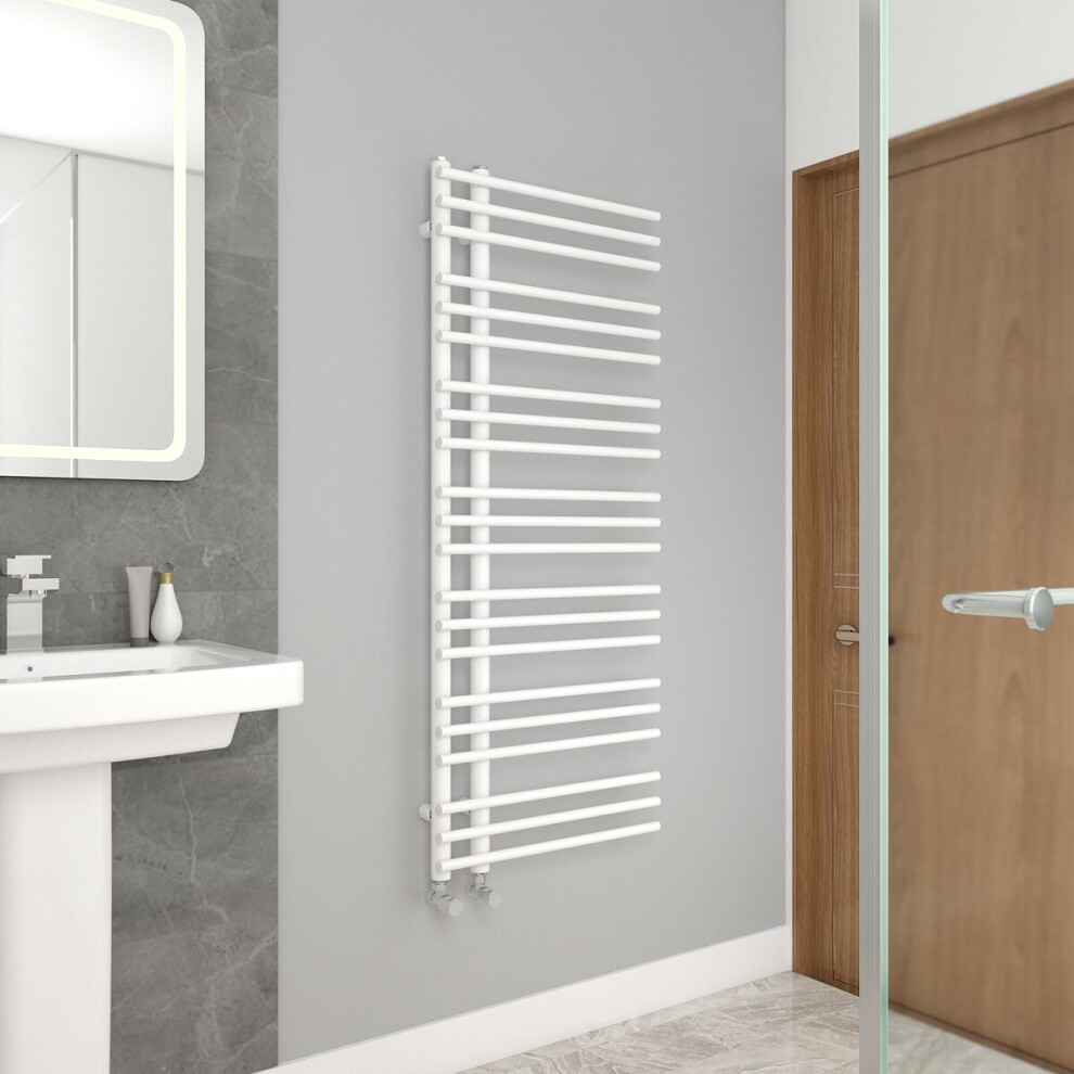 WarmeHaus 1250x500mm Designer Bathroom Heated Towel Rail Radiator Ladder Style White