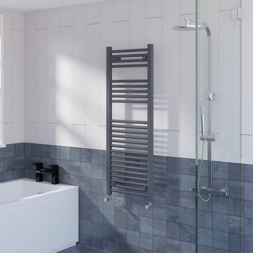 WarmeHaus Straight Heated Towel Rail Radiator Ladder for Bathroom Wall Mounted Anthracite 1200x450mm