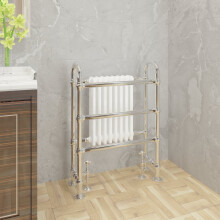 WarmeHaus Traditional Victorian 904x674mm Heated Towel Rail Bathroom Radiator Chrome & White