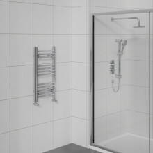 WarmeHaus Curved Heated Towel Rail Bathroom Ladder Radiator Central Heating Chrome 700x400mm