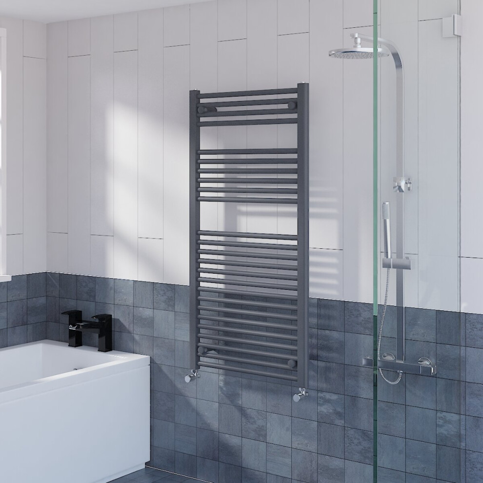 WarmeHaus Straight Heated Towel Rail Radiator Ladder for Bathroom Wall Mounted Anthracite 1200x600mm