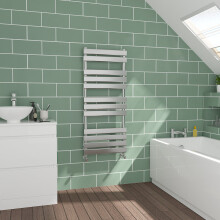 WarmeHaus Flat Panel Chrome Towel Radiator Bathroom Heated Towel Rail 1200x500mm