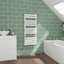WarmeHaus Flat Panel White Towel Radiator Bathroom Heated Towel Rail 1200x500mm