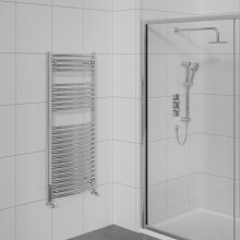 WarmeHaus Curved Bathroom Heated Towel Rail Warmer Radiator Central Heating Chrome - 1200x600mm