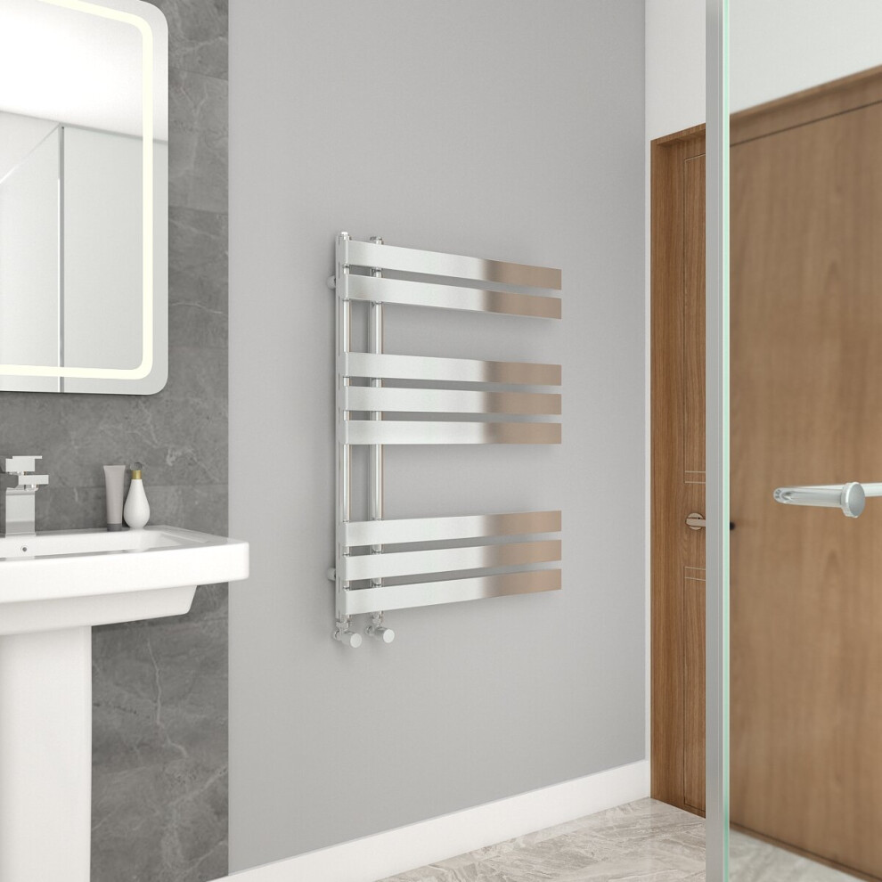 WarmeHaus 800x600mm Flat Panel Bathroom Heated Towel Rail Radiator Chrome