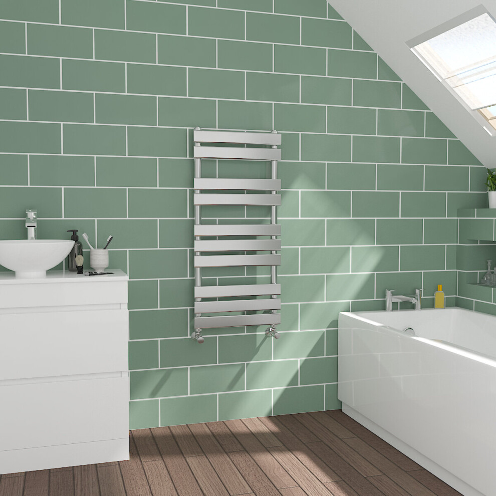 Warmehaus Flat Panel Chrome Towel Radiator Bathroom Heated Towel Rail 1000X450mm