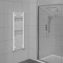 WarmeHaus Curved Bathroom Heated Towel Rail Warmer Radiator Central Heating White - 1200x500mm
