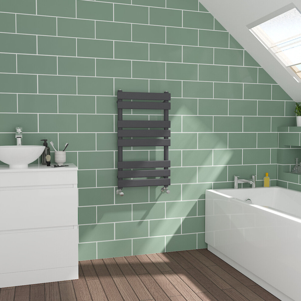 Warmehaus Flat Panel Towel Radiator Bathroom Heated Towel Rail 800X450mm Anthracite