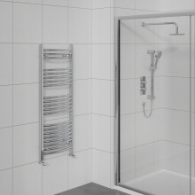 WarmeHaus Curved Bathroom Heated Towel Rail Warmer Radiator Central Heating Chrome - 1150x500mm