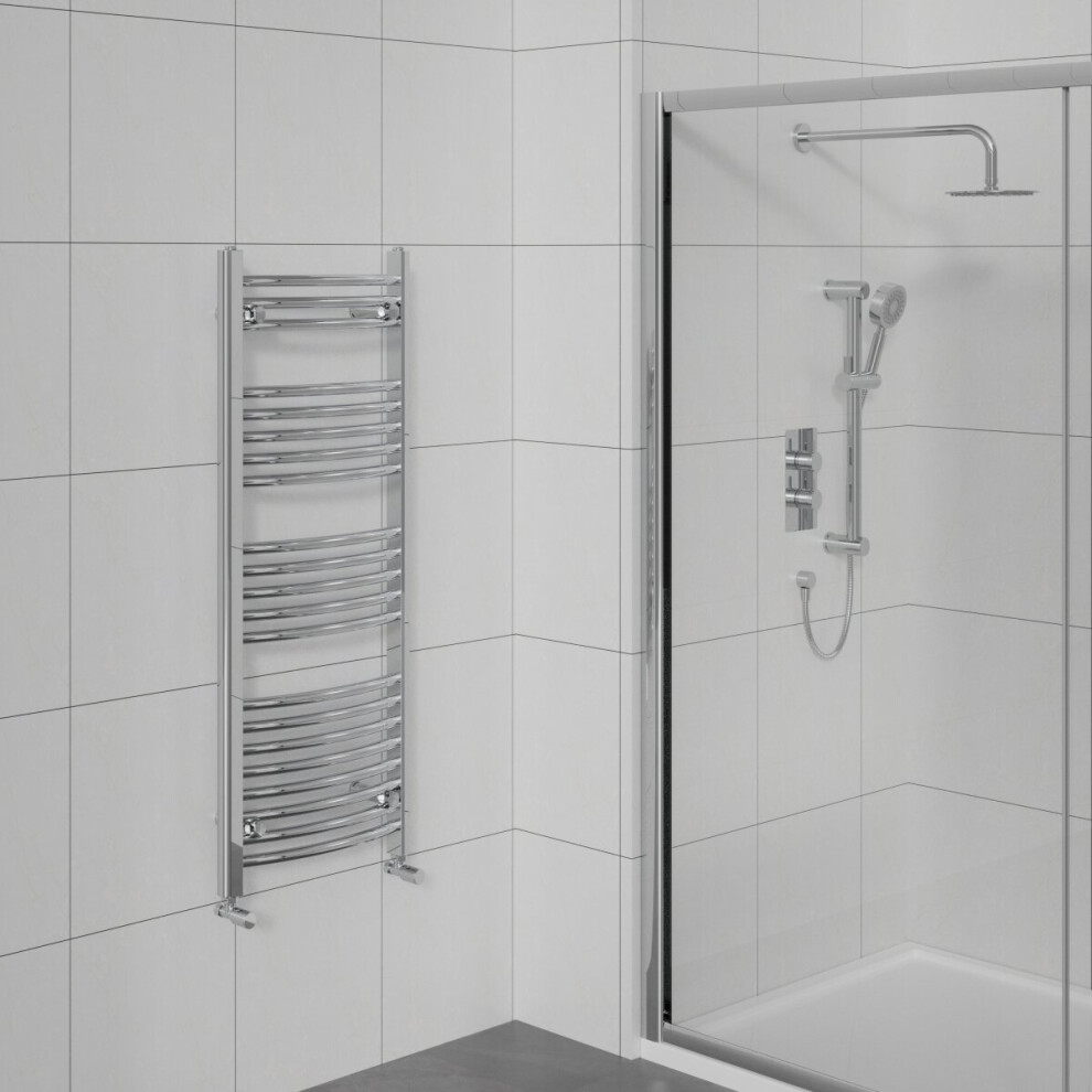 WarmeHaus Curved Bathroom Heated Towel Rail Warmer Radiator Central Heating Chrome - 1150x500mm