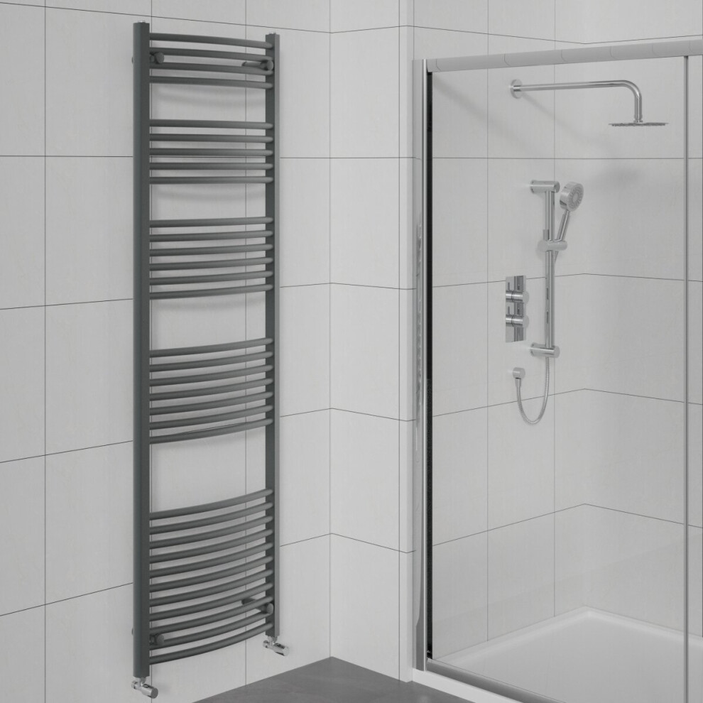 Warmehaus Curved Bathroom Heated Towel Rail Warmer Radiator Central Heating - 1800X600mm Anthracite