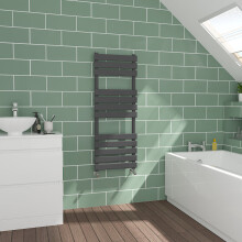 WarmeHaus Flat Panel Sand Grey Towel Radiator Bathroom Heated Towel Rail 1200x450mm