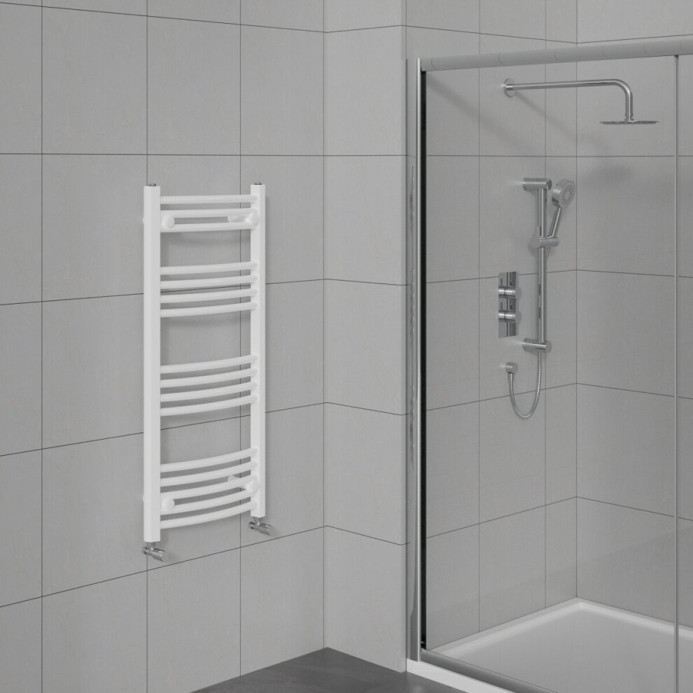 Warmehaus Curved Bathroom Heated Towel Rail Warmer Radiator Central Heating - 1000X500mm White