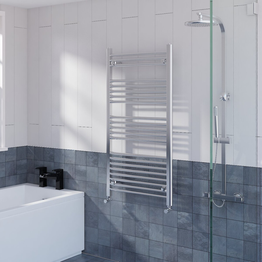 WarmeHaus Straight Heated Towel Rail Radiator Ladder for Bathroom Wall Mounted Chrome 1150x600mm