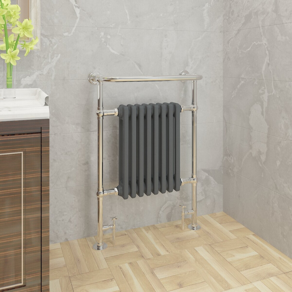 WarmeHaus Traditional Victorian 952x659mm Heated Towel Rail Bathroom Radiator Chrome & Anthracite