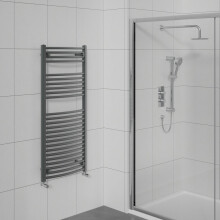 WarmeHaus Curved Bathroom Heated Towel Rail Warmer Radiator Central Heating Anthracite - 1200x600mm