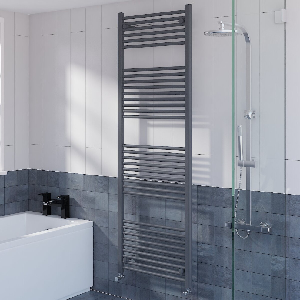 WarmeHaus Straight Heated Towel Rail Radiator Ladder for Bathroom Wall Mounted Anthracite 1800x600mm