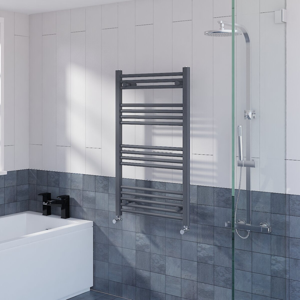 WarmeHaus Straight Heated Towel Rail Radiator Ladder for Bathroom Wall Mounted Anthracite 1000x600mm