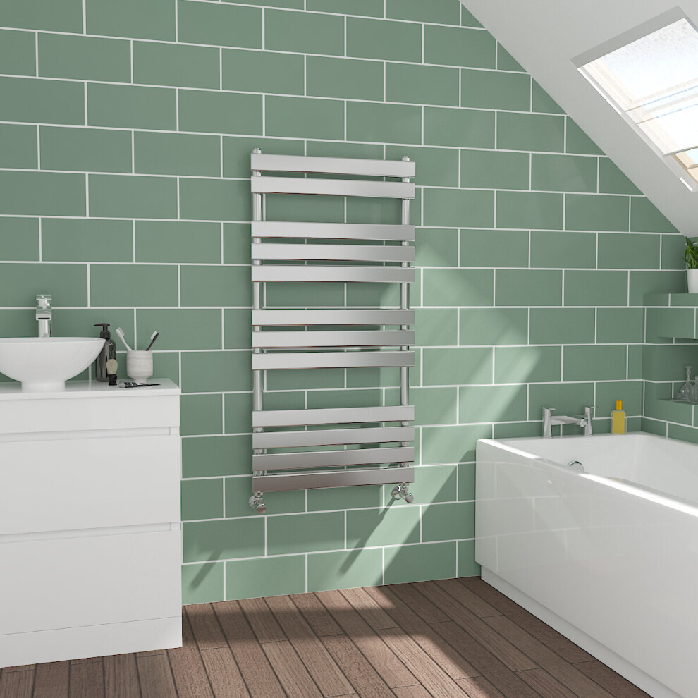 Warmehaus Flat Panel Chrome Towel Radiator Bathroom Heated Towel Rail 1200X600mm