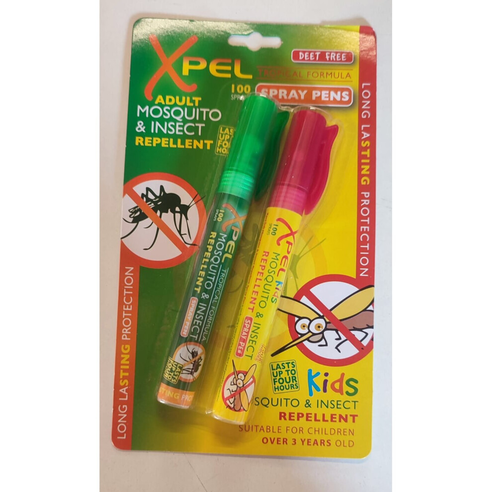 2x Xpel Adult/Kids Mosquito & Insect Repellent Spray Pens