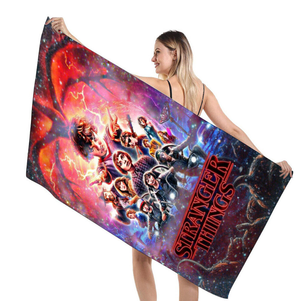 (A) Unisex Adult Children Stranger Things 4 Swim Bath Towel Quick Dry Beach Microfiber Bathroom Towels