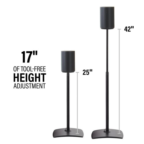 SANUS WSSE1A2 Height-Adjustable Speaker Stand for Sonos Era 100 Black, Pair 1