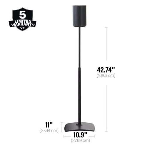 SANUS WSSE1A2 Height-Adjustable Speaker Stand for Sonos Era 100 Black, Pair 2
