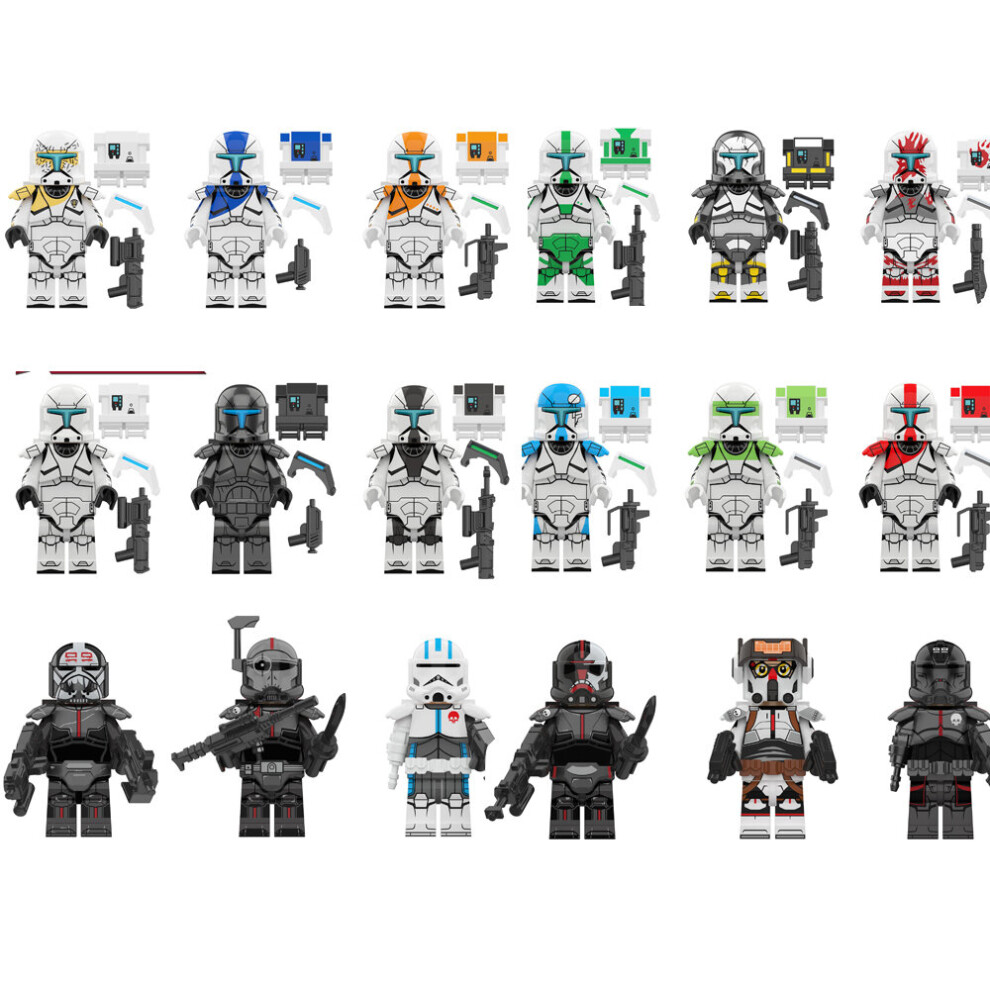 (Style F 18pcs) Star Wars Clone Trooper Cody Rex Commander Fit Lego Minifigures