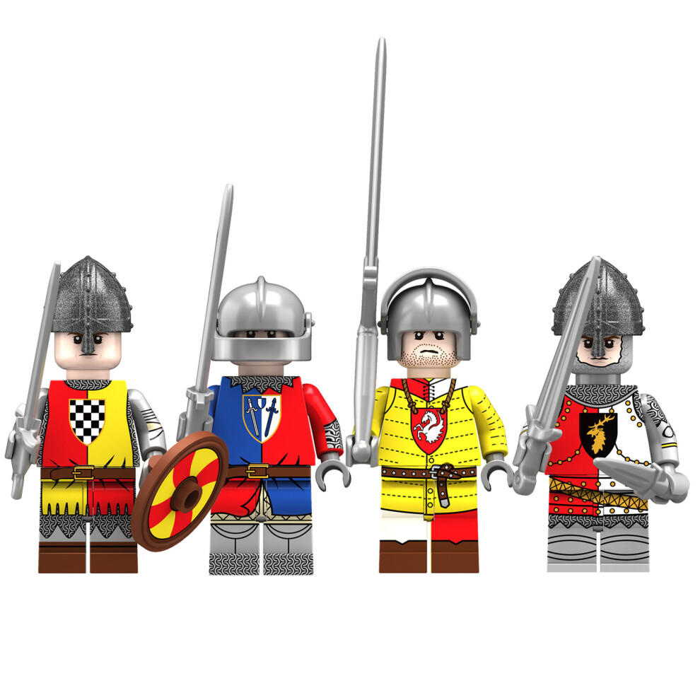 4pcs Medieval warfare English Civil War Rose War Soldiers Building Blocks