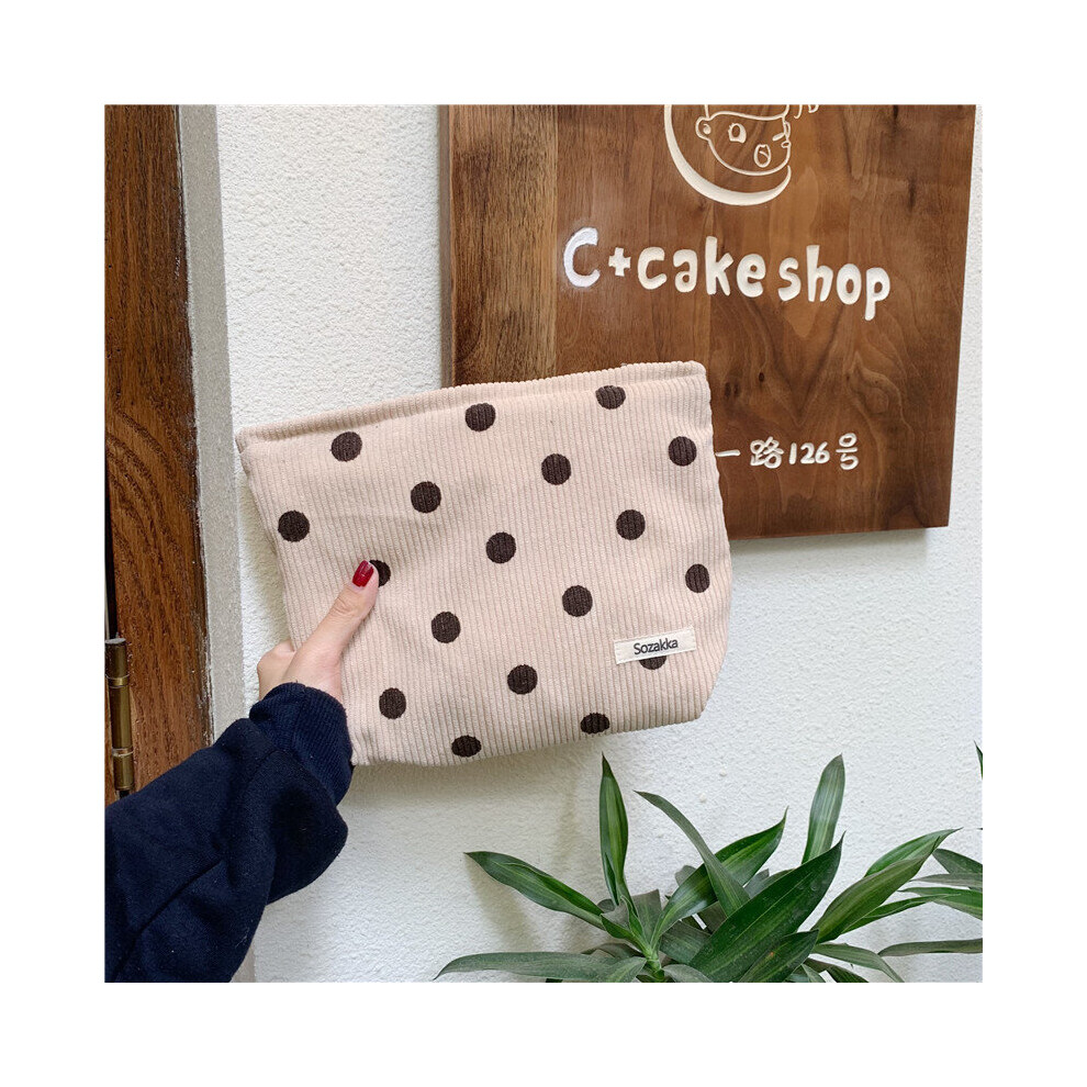 Multicoloured Corduroy Cosmetic Bag Smiley Large Makeup Organizer Bag Travel Female Zipper Beauty Case Cosmetic Storage Pouch Handbags