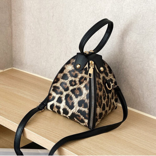 Ins leopard triangle bag hand bag women's Single Shoulder Messenger Mini Bag