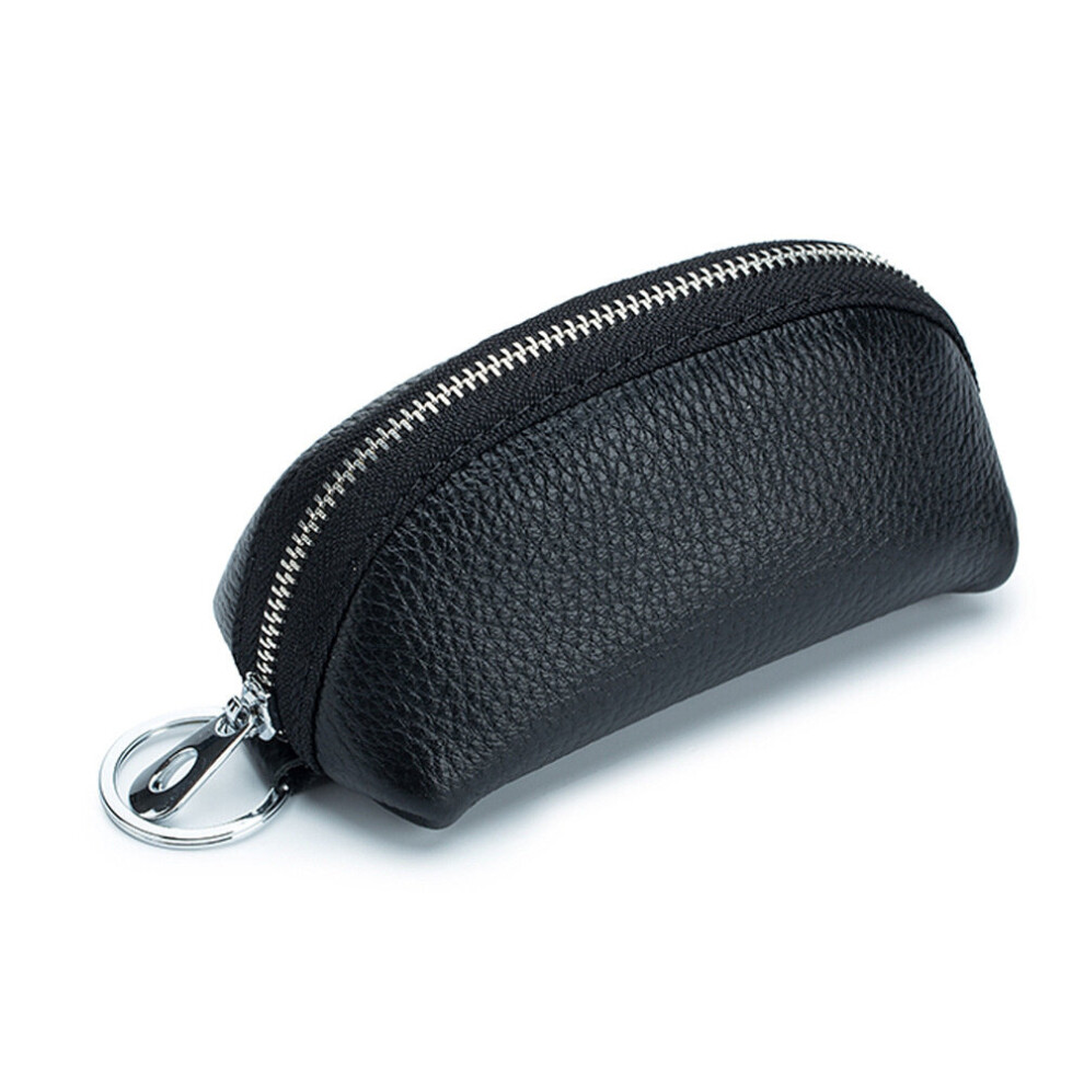 Key Case Wallet Cow Leather Car Key Bag Housekeeper Woman Key Case Leather Keychain Men Women Key Holder Organizer Pouch Black 885662852859