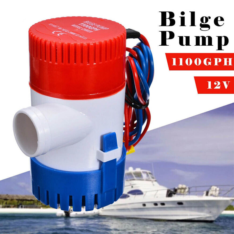 1100GPH Marine Bilge Pump Submersible Water Pump 12V Electric Yacht Boat