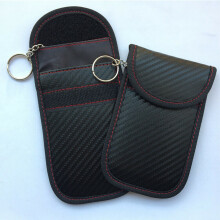 Carbon Grain Key Signal RFID Blocking Anti Theft Faraday Pouch Case for Keyless Entry Car Key Fob Protector