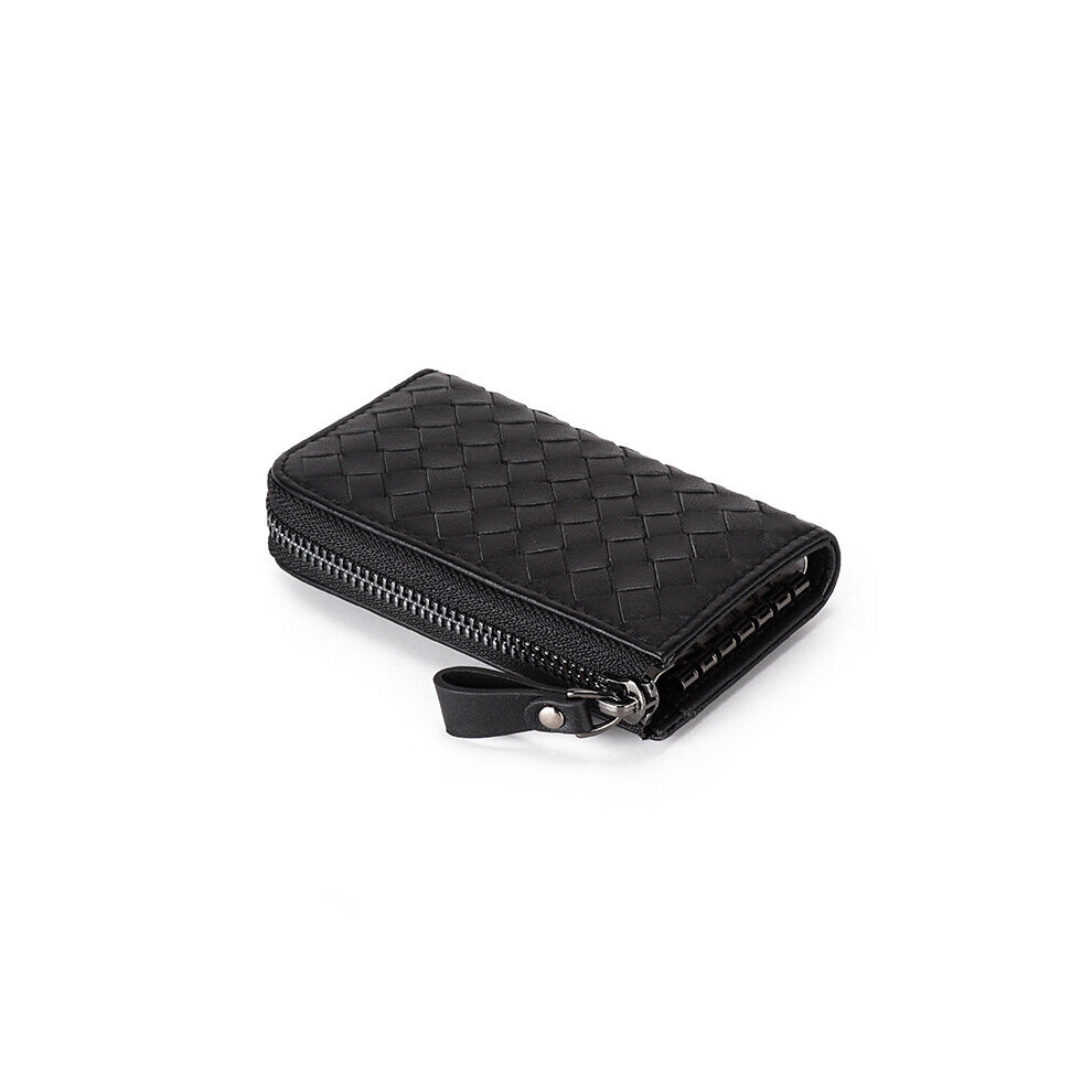 Women Car Key Holders Ladies Smart Housekeeper Sheepskin Woven Key Bag Lady Keys Organizer Leather Unisex Key Wallet Black 885662855904