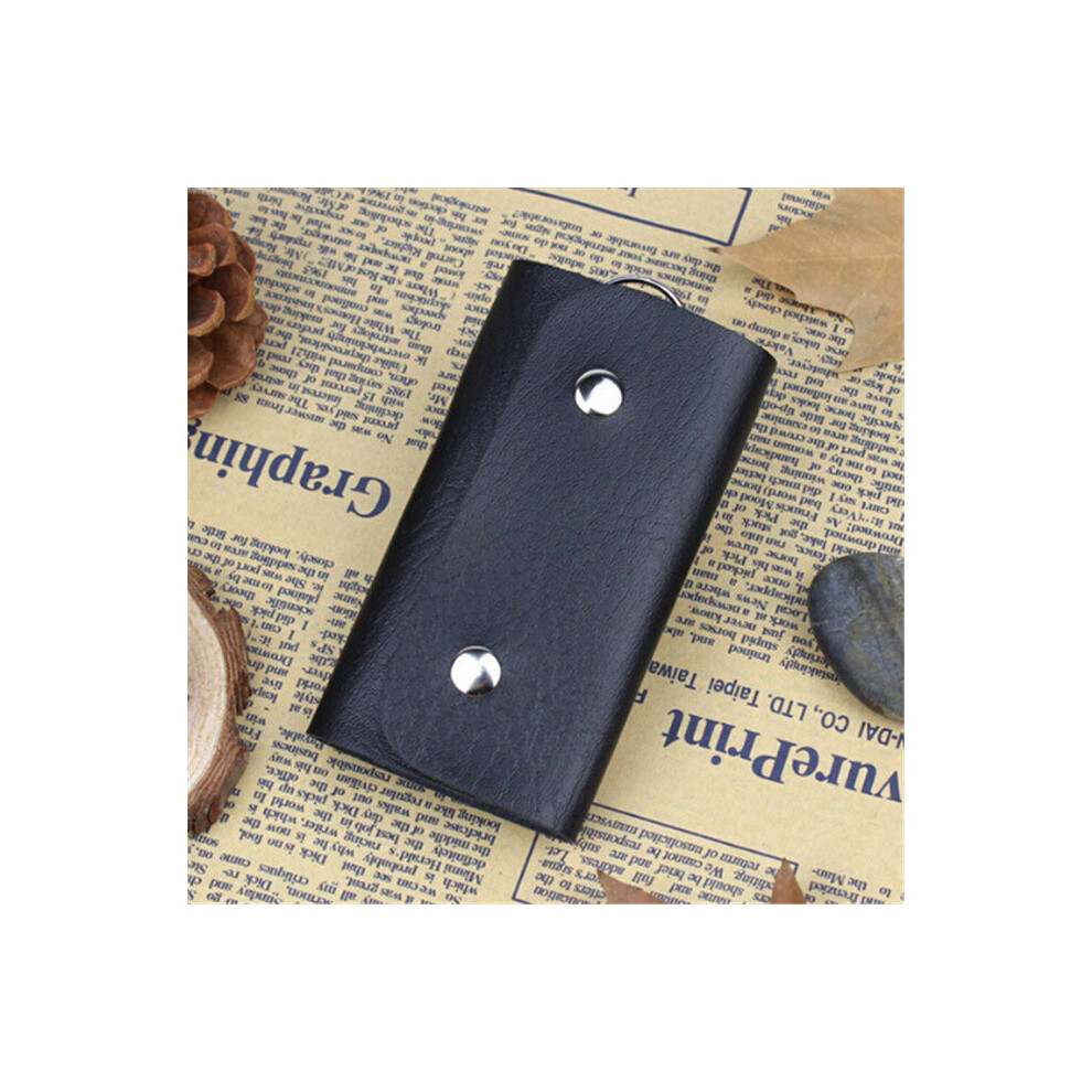 Keys Holder Organizer Manager Pu Leather Buckle Key Wallet Case Bag Car Keychain For Women Men Housekeeper Black 885662855423