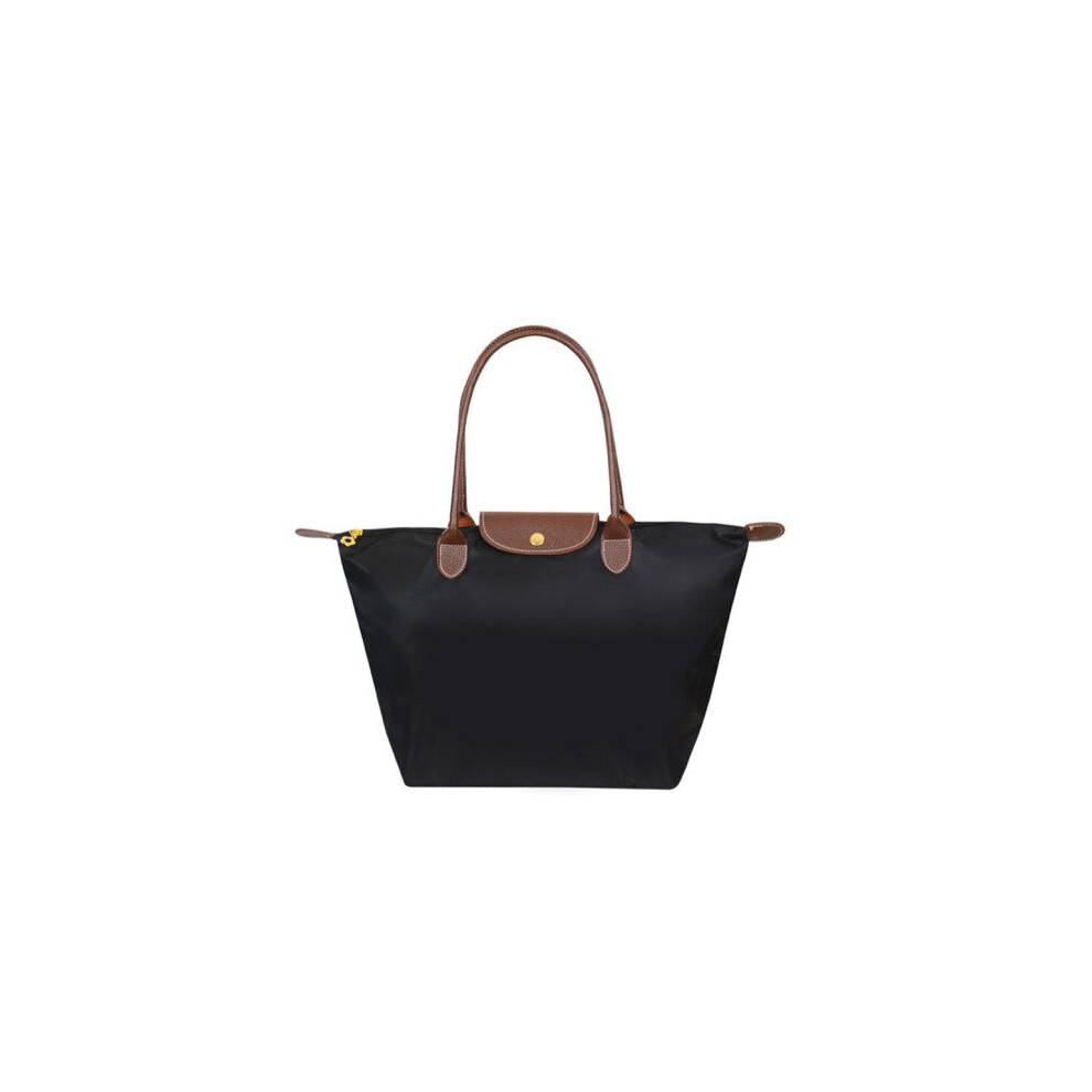 (Black, L) Large Capacity Tote Bags Shopping Bag